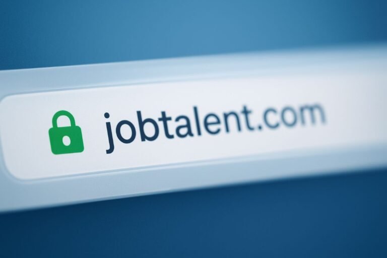 Close-up of a web browser address bar displaying the secure URL jobtalent.com with a padlock icon.