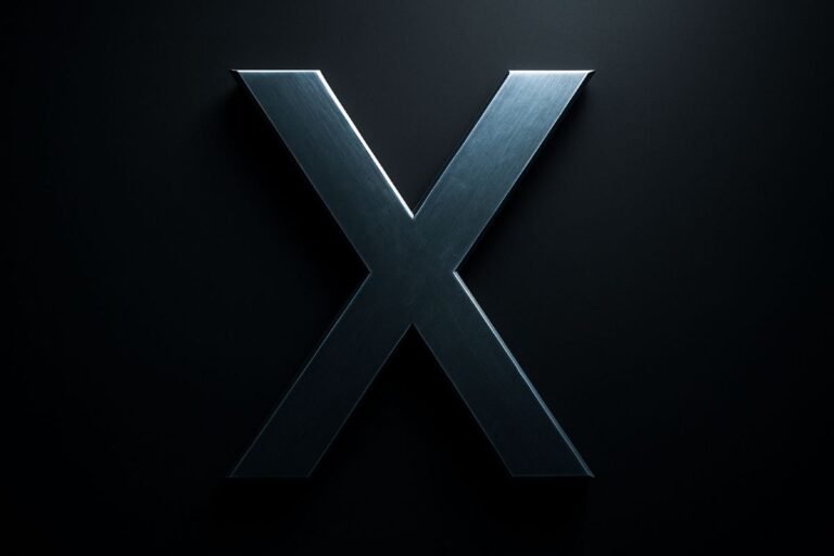 Metallic letter 'X' displayed against a dark background, representing the rebranding of Twitter to X.